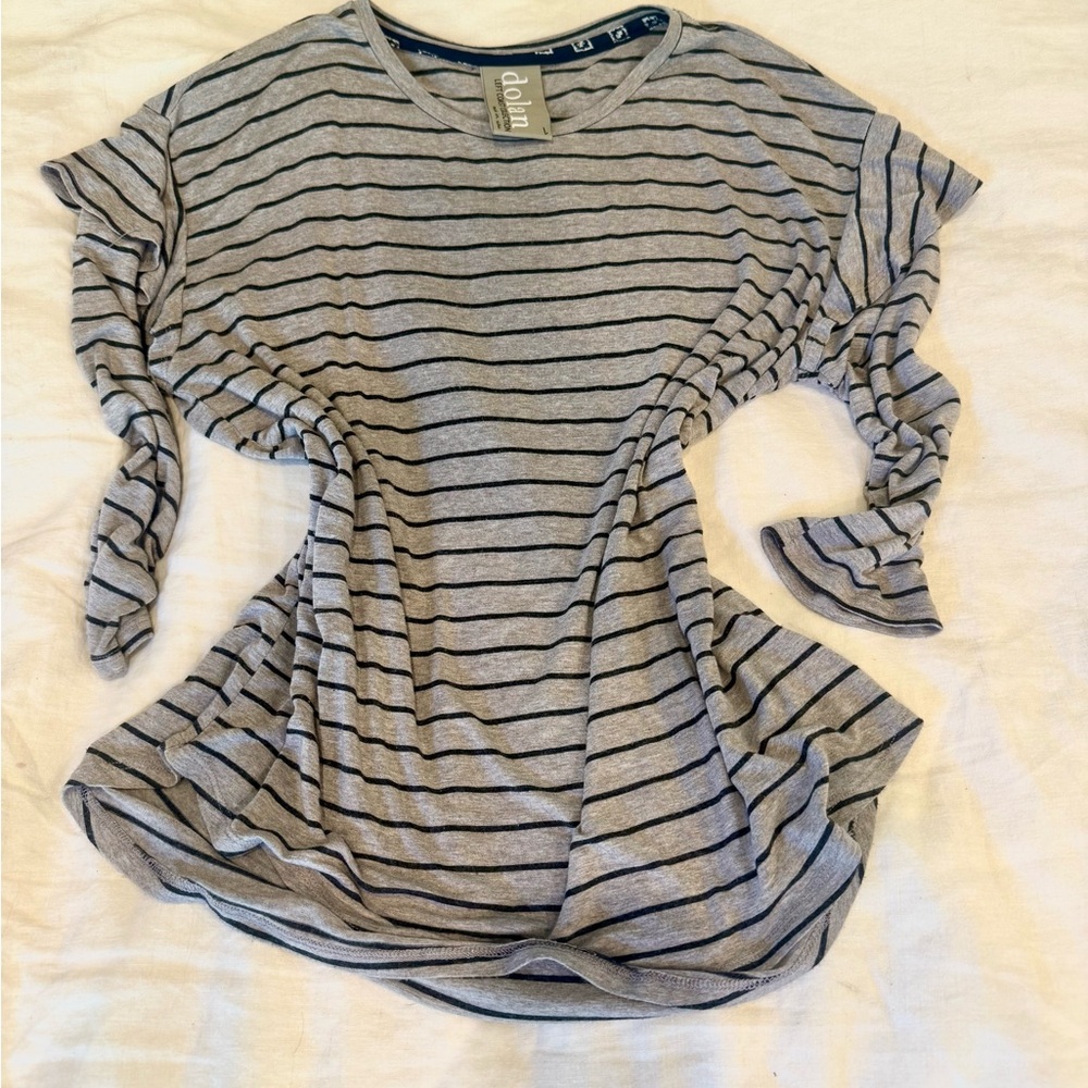 Dolan Heather Gray and Black Striped Long Sleeve Top